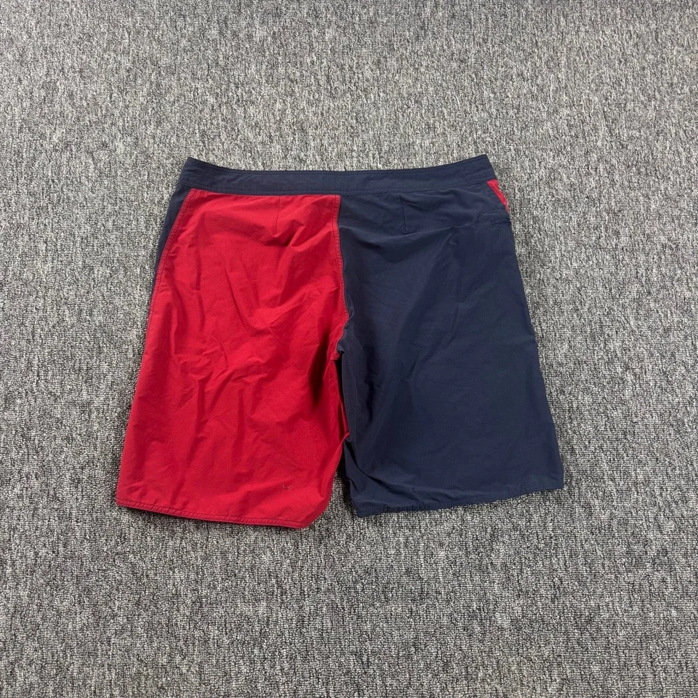 Patagonia Baggy Surf Colorblock Board Shorts Red Navy Blue Mens Size 38
